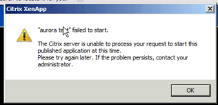 Application Fails To Launch on a XenApp Server 2008 R2 with 