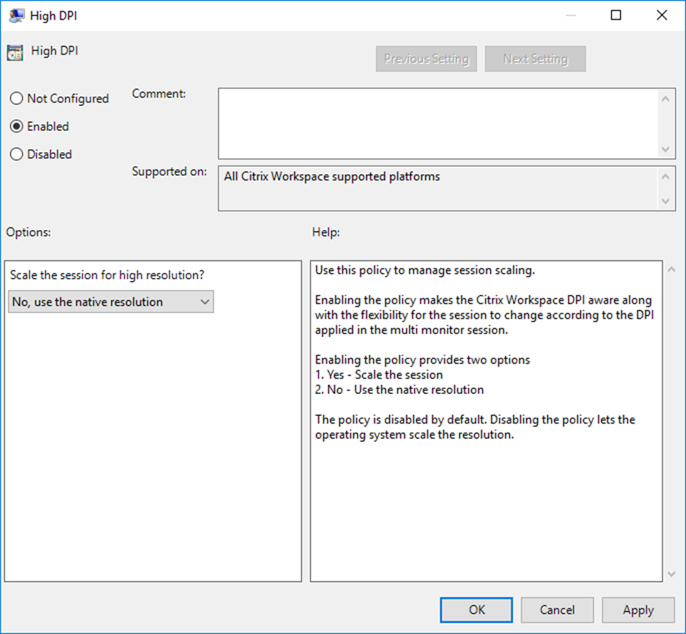 Configuration of DPI matching and client-side scaling with Citrix ...